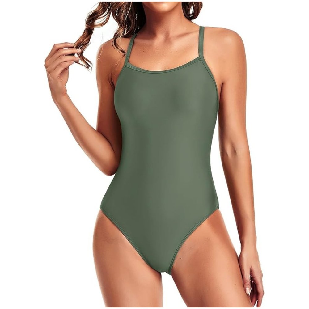 NEW! Women's LARGE 1-Piece Swimsuit Sport Training Tummy Control Bathing Suit